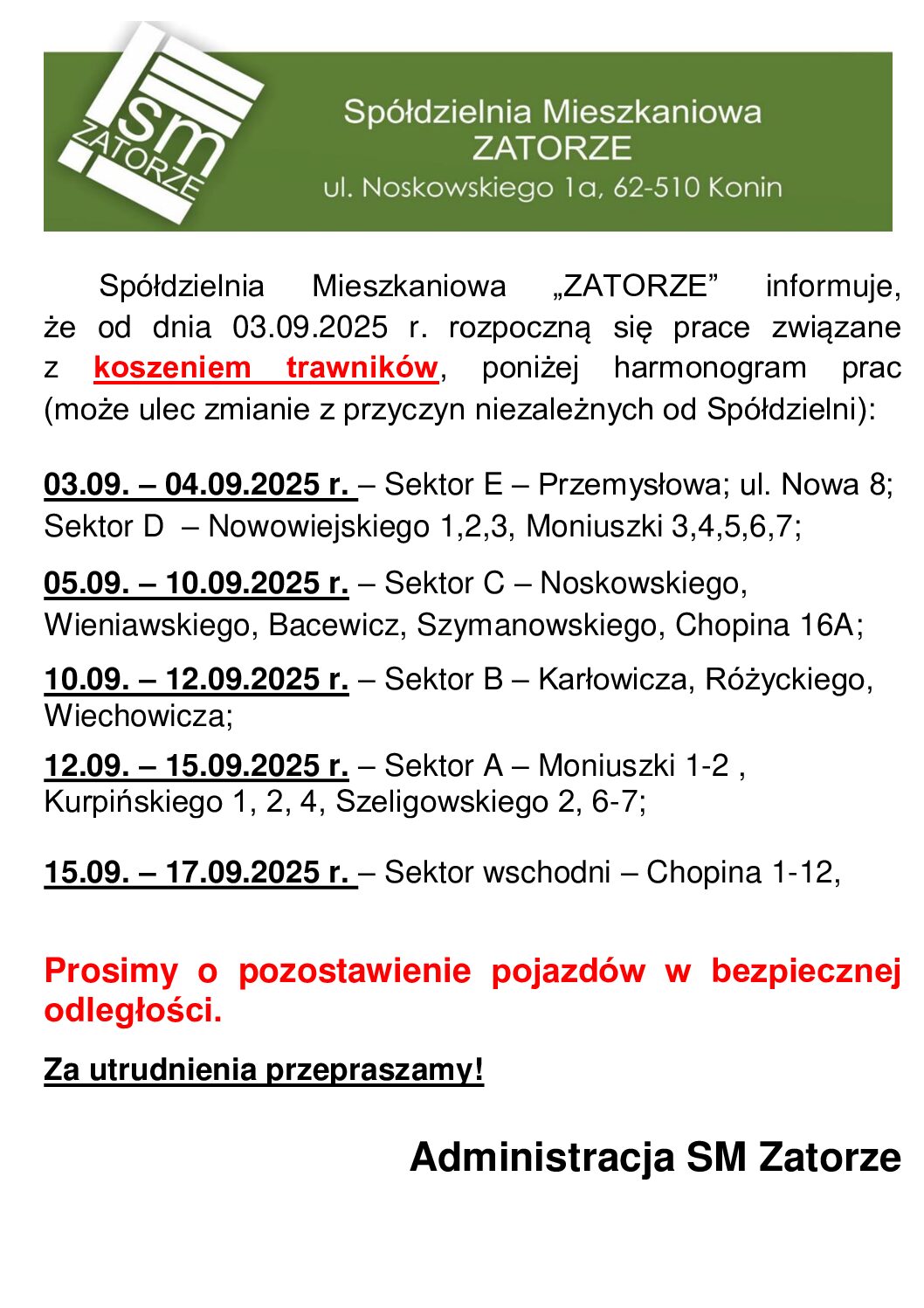 HARMONOGRAM KOSZENIA