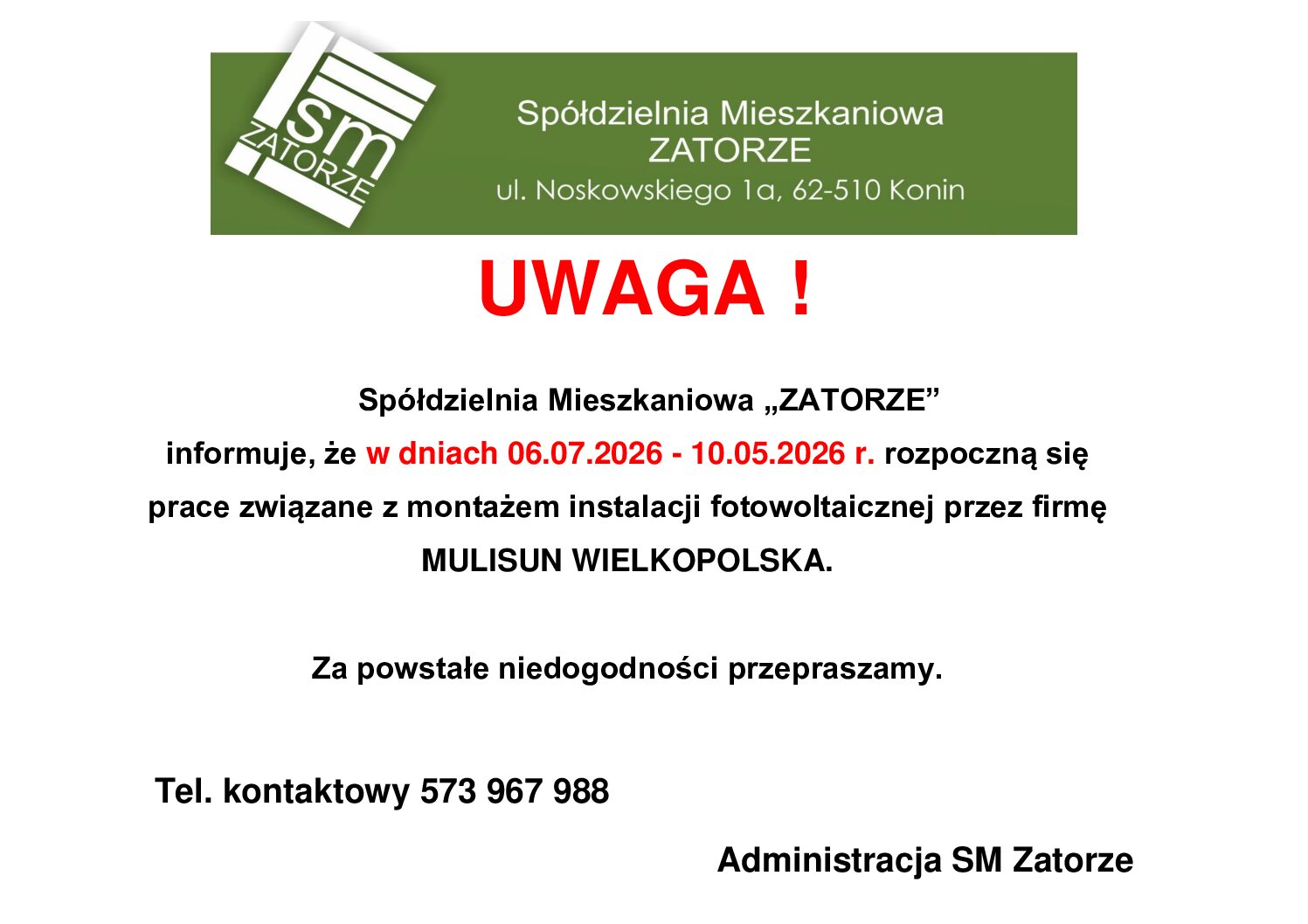 MONTAŻ INSTALACJI FOTOWOLTAICZNEJ W BUDYNKACH KARŁOWICZA 8-9-10