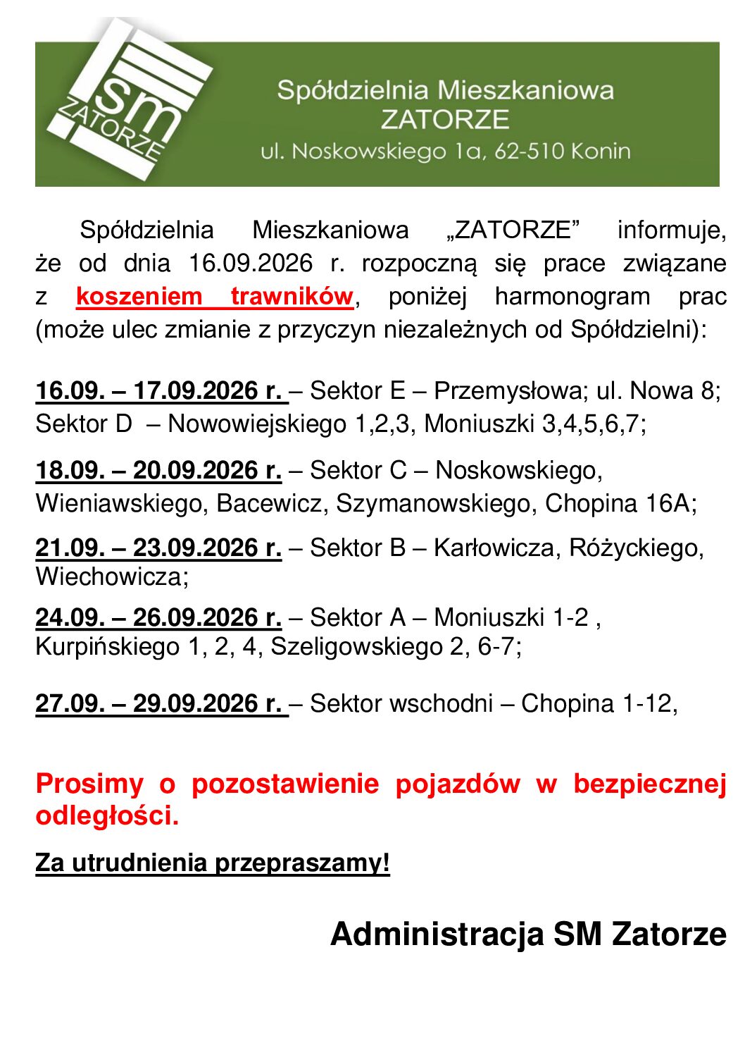 HARMONOGRAM KOSZENIA