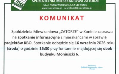 ZAPRASZAMY NA SPOTKANIE MIESZKAŃCÓW OSIEDLA ZATORZE W SPRAWIE PROJEKTÓW KBO